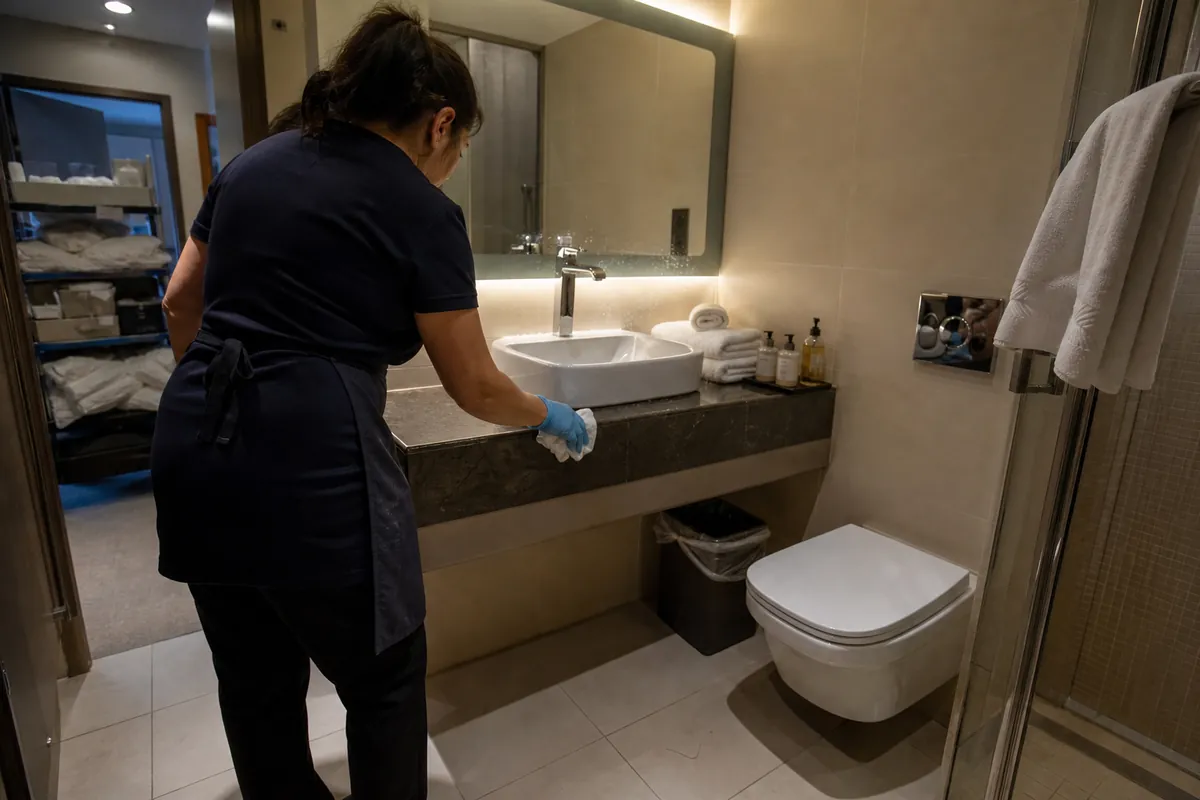 Hotel guest bathroom supplied by KIDOIR